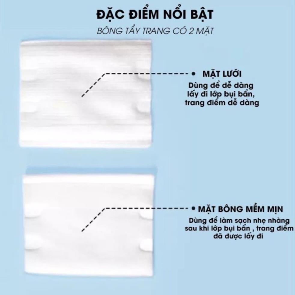 Bông Tẩy Trang 3 Lớp 222 Miếng Natural Cotton Pad - Siêu Dày, Siêu Mềm Mịn