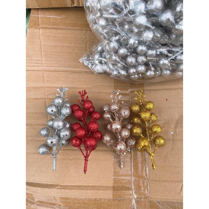 Cành sung nhũ trang trí oản tài lộc , trang trí noel giỏ quà tết