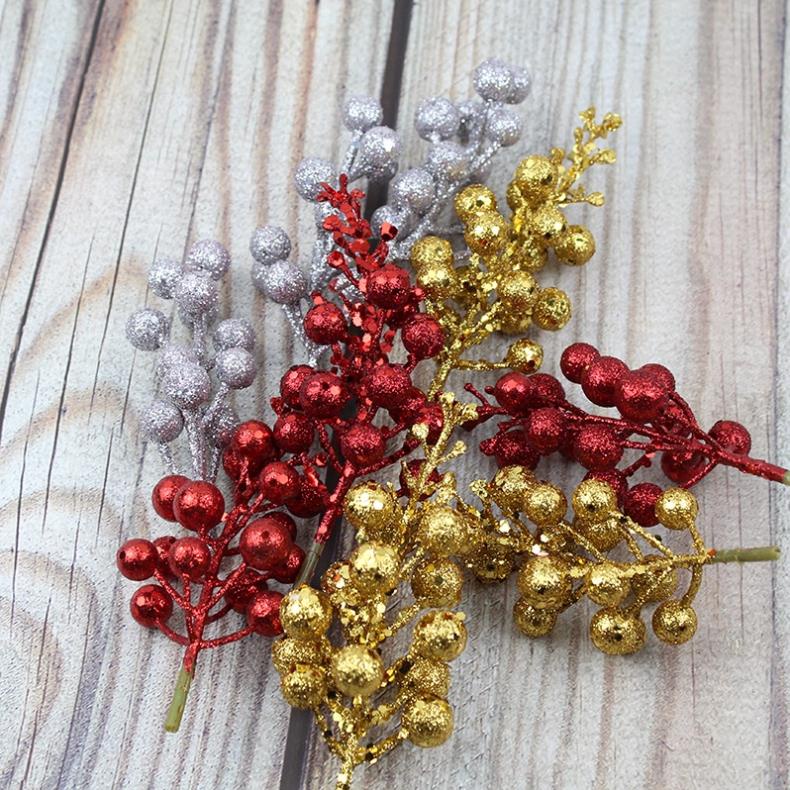 Cành sung nhũ trang trí oản tài lộc , trang trí noel giỏ quà tết