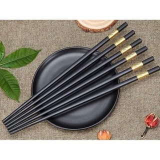 Bộ 10 đôi Đũa khảm vàng, Đũa nhựa phíp ăn cao cấp đũa khảm vàng hàn quốc Chống Trơn- Chống Trượt- Chống Mốc- Bền Mầu