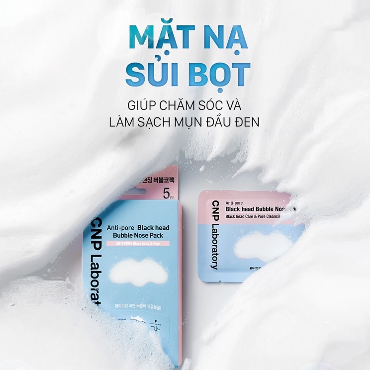 Bộ 5 măt nạ lột mụn đầu đen vùng mũi CNP Anti-Pore Black Head Bubble Nose Pack