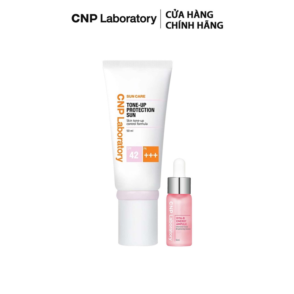 Combo sáng da Kem chống nắng nâng tông & Mẫu thử Tinh chất Vitamin B CNP Laboratory