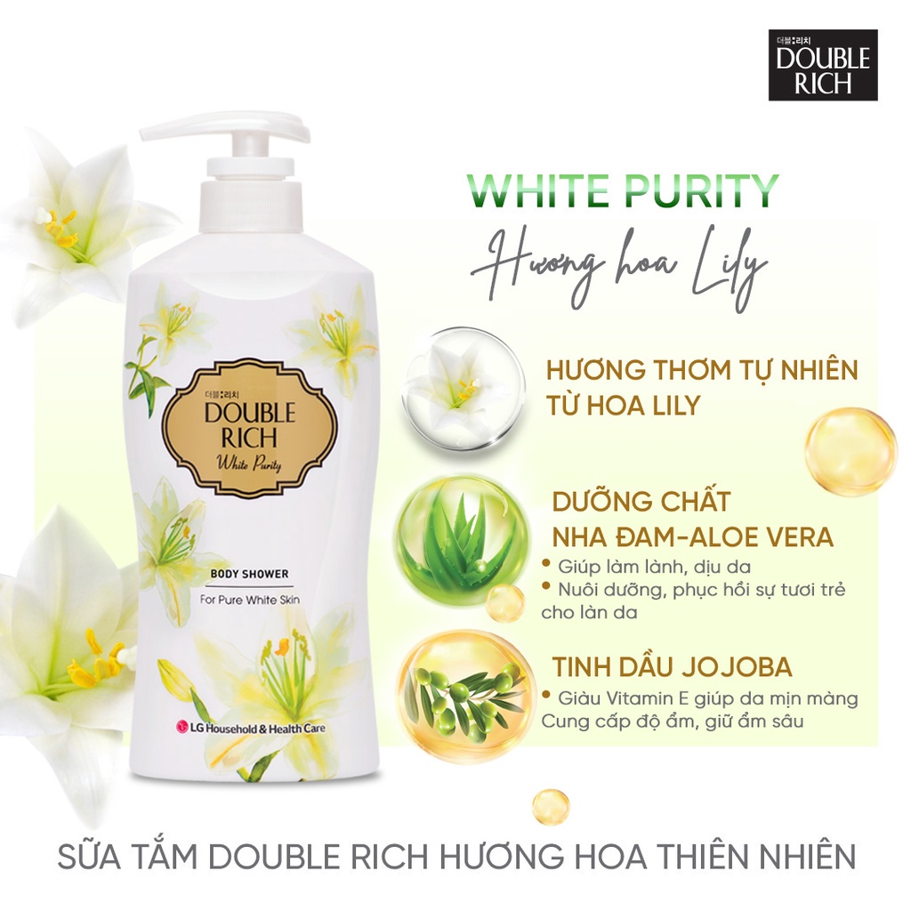 Combo 2 Sữa tắm Double Rich hương hoa chiết xuất từ thiên nhiên - White Lily