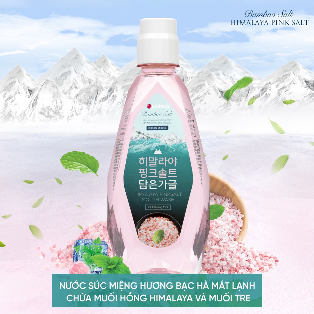 Combo 2 Nước súc miệng hương bạc hà mát lạnh chứa muối hồng Himalaya và Muối tre Bamboo Salt Himalaya PinkSalt 760ml