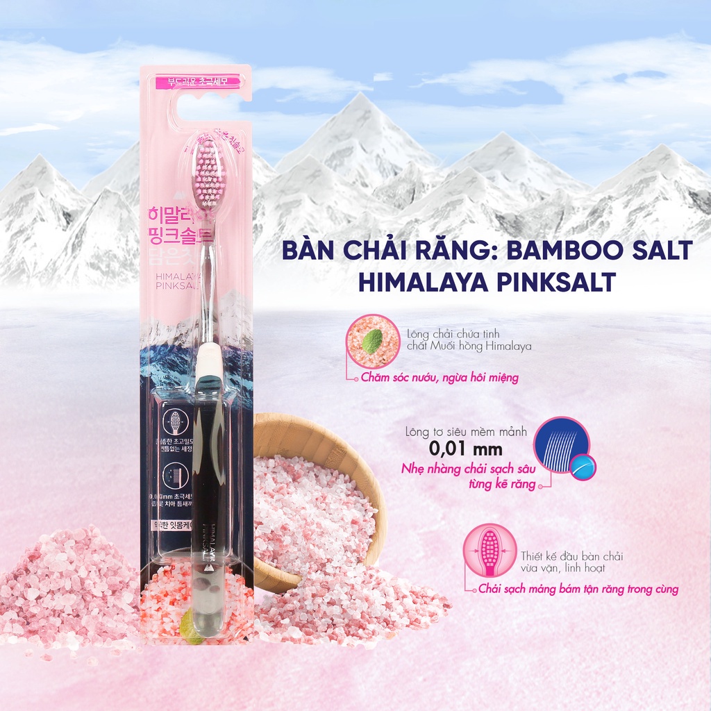 Bàn chải Bamboo Salt Himalaya Pink Salt chăm sóc răng nhạy cảm