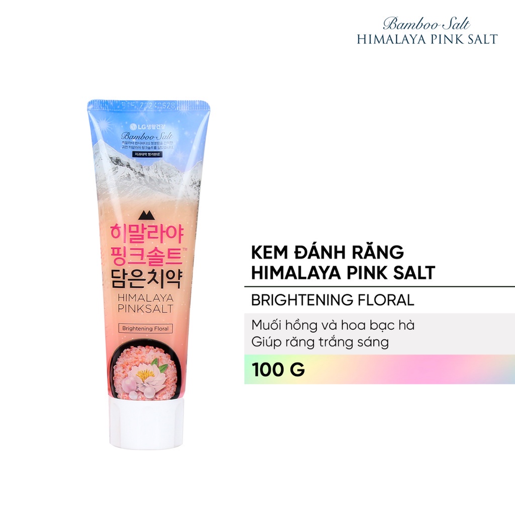 Kem đánh răng Bamboo Salt Himalaya PinkSalt- Hương Hoa Bạc Hà Trắng Răng 100g