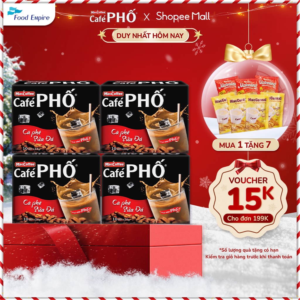 Combo 4 hộp Cà phê phố Sữa Đá - Maccoffee (hộp 10 gói x 24g)