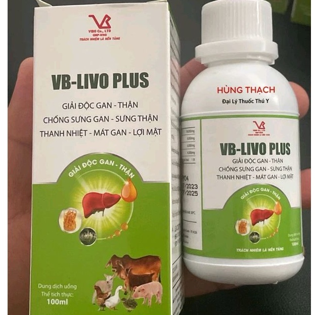 VB Livo Plus chai 100ml giải độc gan cho gà đá, giải độc gan gia cầm.