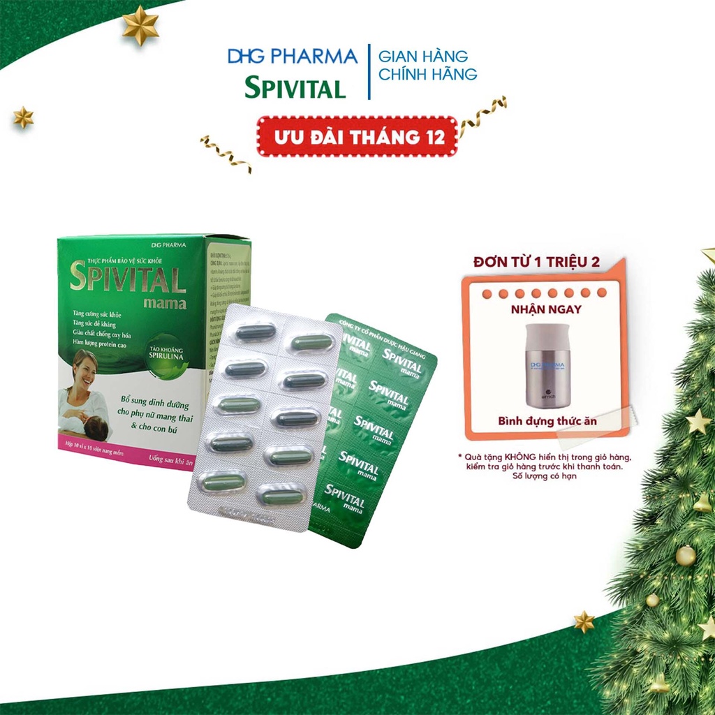 TPCN Spivital Mama giúp tăng cường đề kháng cho phụ nữ trong và sau mang thai Hộp 10 vỉ x 10 viên -Chính hãng DHG Pharma
