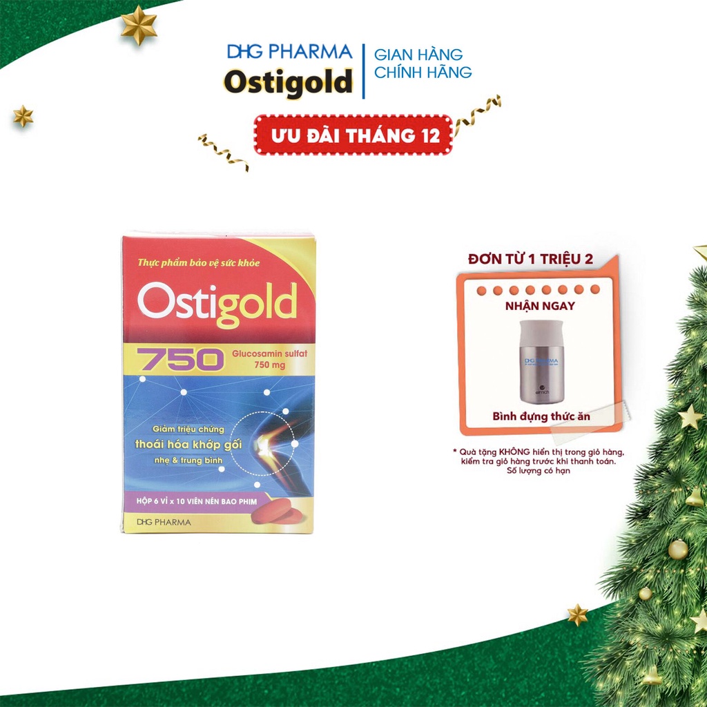 TPCN OSTIGOLD 750 hỗ trợ bổ sung dưỡng chất cho khớp tăng khả năng vận động khớp 6 vỉ ×10 viên - Chính hãng DHG Pharma