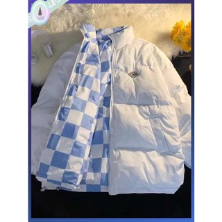  áo phao nam áo phao nam quảng châu Áo khoác bông lông vũ mặc hai mặt áo bông cặp đôi kẻ sọc oversize thương hiệu thời trang dày dặn mùa đông cho nam áo bông áo bông 