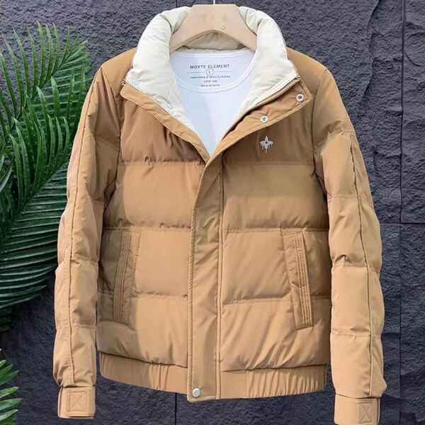 Áo phao nam quảng châu áo phao nam Áo bánh mì giữ ấm phong cách Hàn Quốc mùa đông áo khoác thời trang nam màu trắng mẫu mới áo khoác thời trang cổ đứng dày