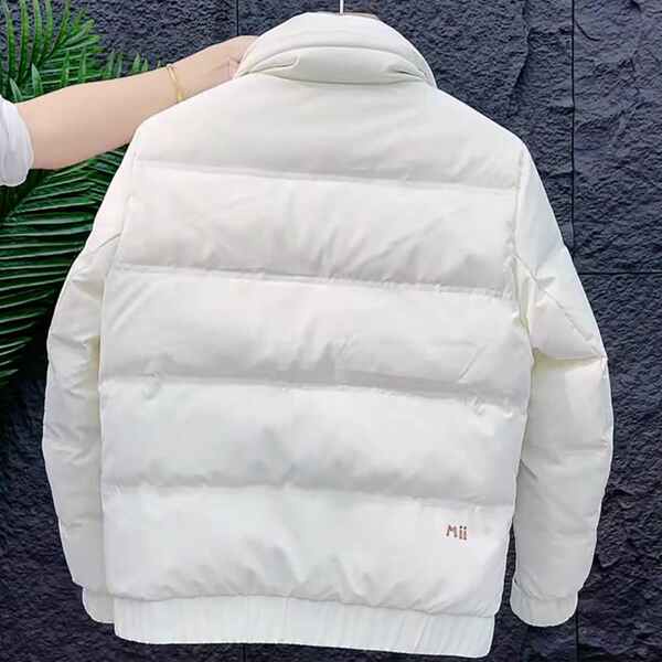 Áo phao nam quảng châu áo phao nam Áo bánh mì giữ ấm phong cách Hàn Quốc mùa đông áo khoác thời trang nam màu trắng mẫu mới áo khoác thời trang cổ đứng dày