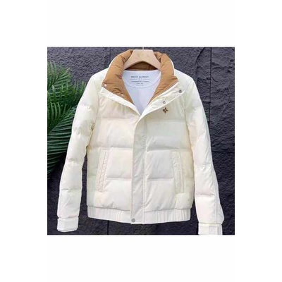 Áo phao nam quảng châu áo phao nam Áo bánh mì giữ ấm phong cách Hàn Quốc mùa đông áo khoác thời trang nam màu trắng mẫu mới áo khoác thời trang cổ đứng dày