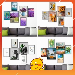 Tranh treo tường bộ 6 tấm trang trí nhà, phòng khách, decor dán tường  hiện đại, canvas T8 1k