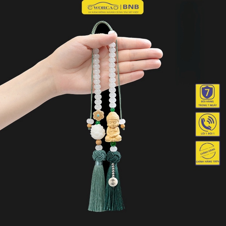 Khánh Liên Hoa Trang Trí Xe Hơi Tượng Phật Quan Âm Dây Treo Phật Sen Gỗ Hoàng Dương Trang Trí Ô Tô