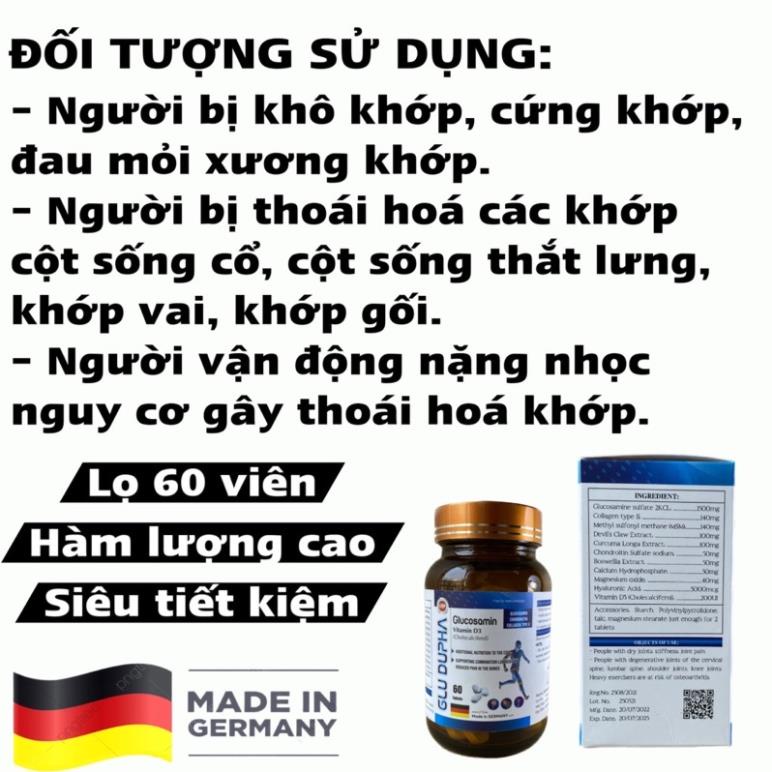 Glucosamine Viên Uống Xương Khớp Nhập Khẩu CHLB Đức GLU DUPHA Lọ 60 Viên