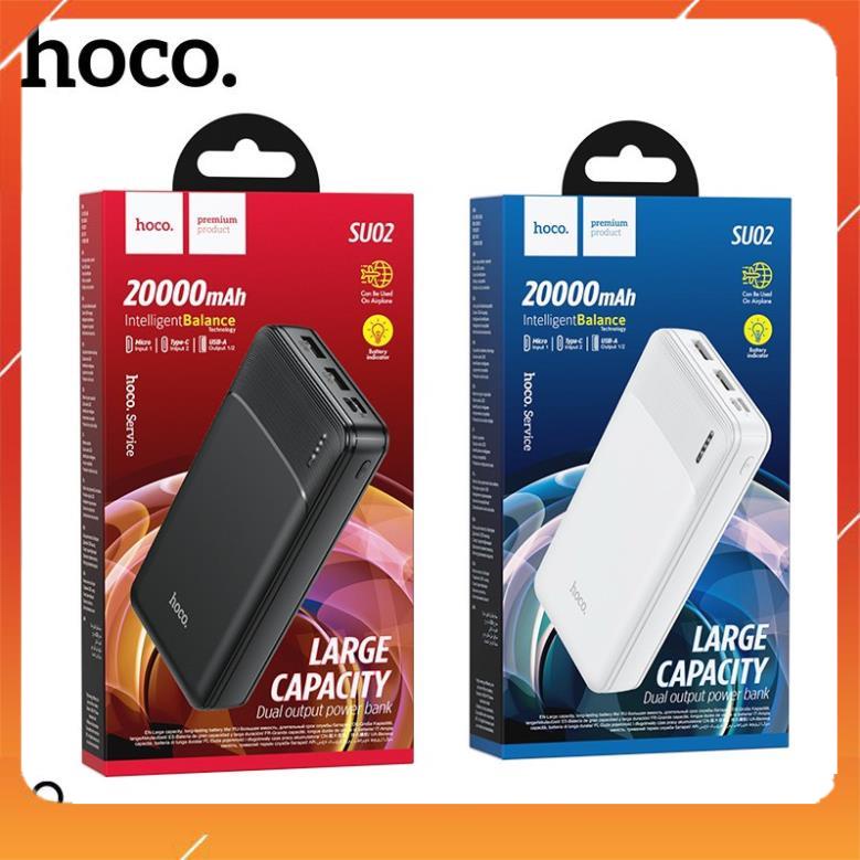 Pin sạc dự phòng 20000mAh Hoco SU02 đèn báo pin, 2 cổng ra, tích điện - Chính hãng BH 24 Tháng