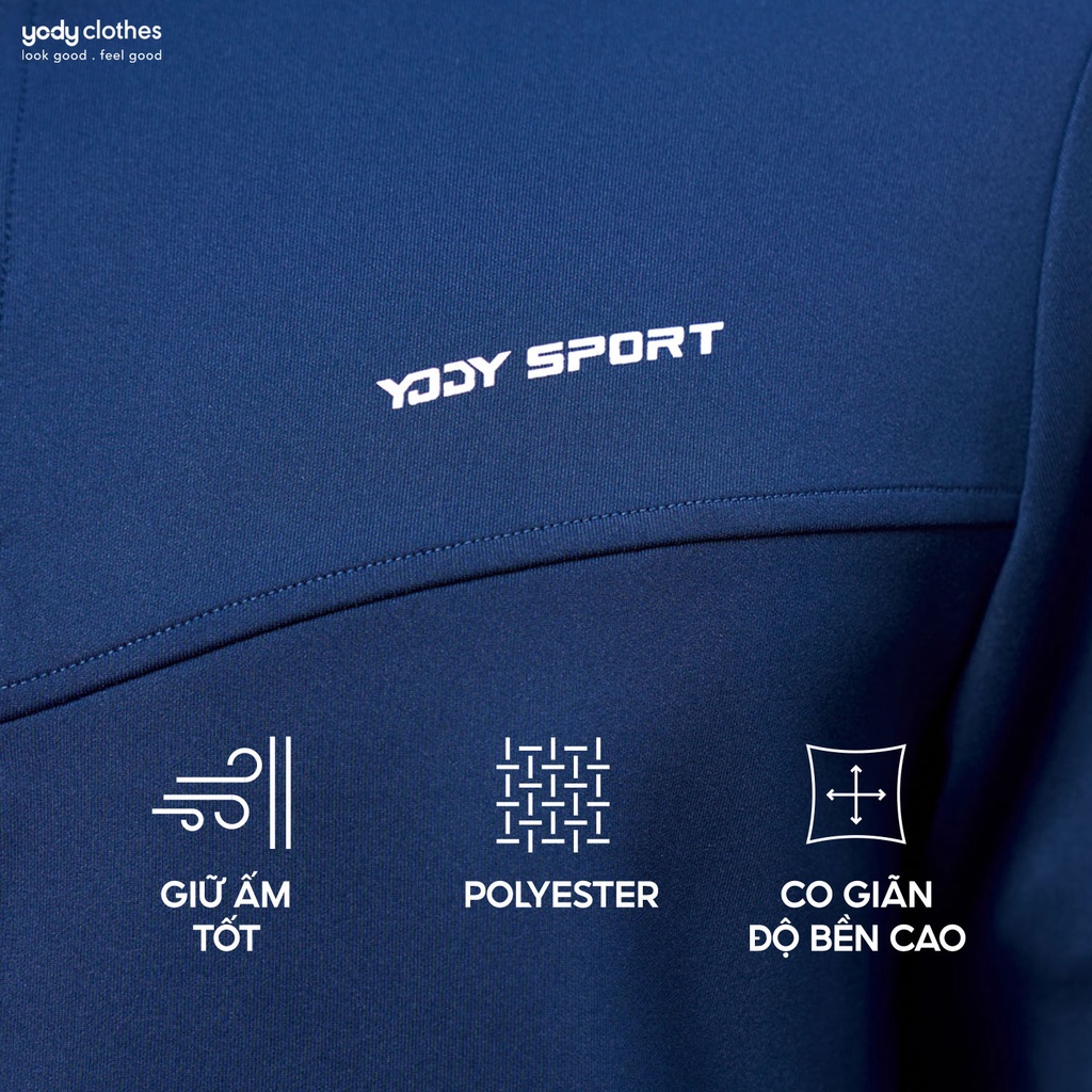 Set bộ đồ thể thao nam YODY chất nỉ nhẹ, xốp, chắc chắc, áo khoá kéo trẻ trung, năng động SDM5007