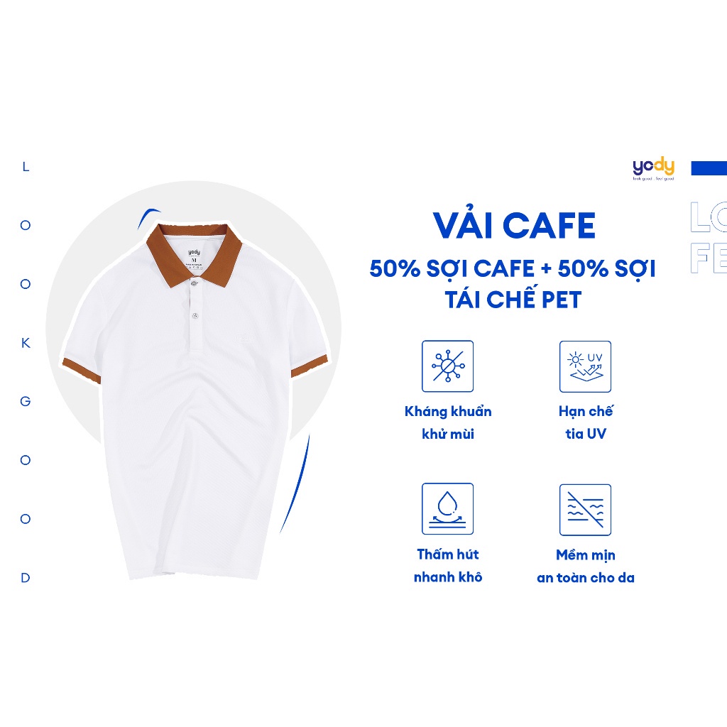 Áo thun polo nam YODY vải cafe cổ bẻ thoáng khí kháng UV kiểu dáng thể thao APM3635
