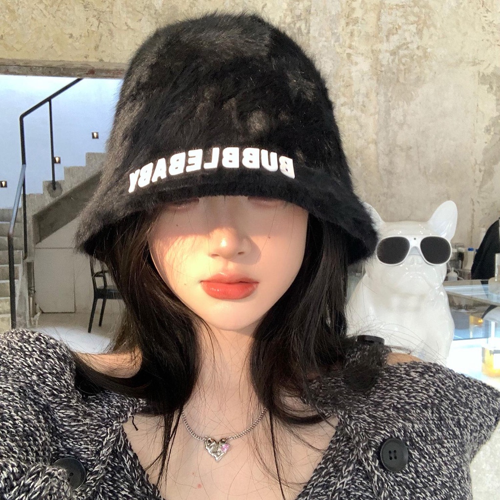 Mũ bucket Lông Thỏ Ấm Áp Thời Trang Thu Đông Dành Cho Nữ