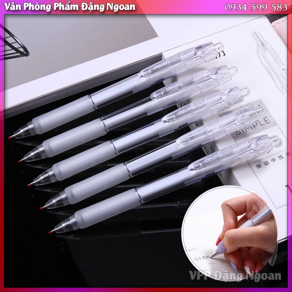 Bút Gel Bút Bi Nước Mực Màu Đen A057B Deli Ngòi 0.5mm Dành Cho Văn Phòng Học Sinh - VPP Đặng Ngoan
