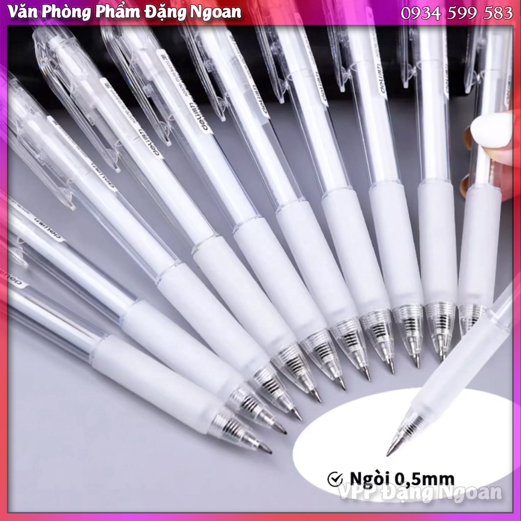Bút Gel Bút Bi Nước Mực Màu Đen A057B Deli Ngòi 0.5mm Dành Cho Văn Phòng Học Sinh - VPP Đặng Ngoan