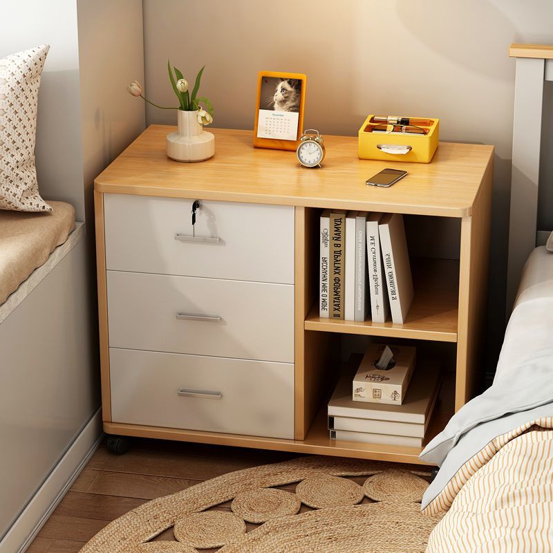 Bàn cạnh giường ngủ có khóa, tủ đựng đồ nhỏ phòng ngủ hiện đại đơn giản, tủ đựng đồ đầu giường đơn giản cho phòng thuê