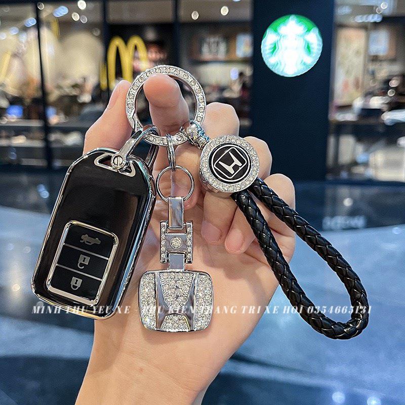 Ốp chìa khoá HonDa CRV, HRV, Civic, City, Brio, Jazz 2021 2020 2019 2018 - Viền bạc