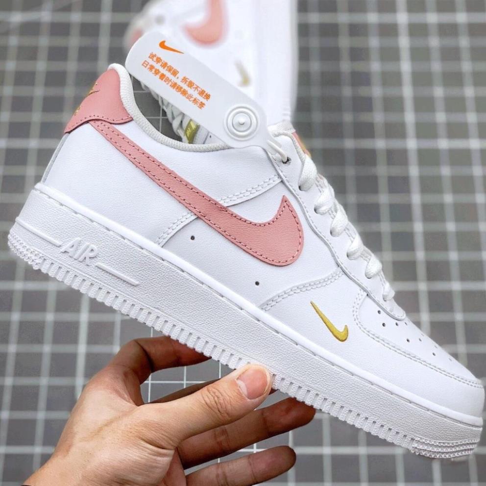 Giày  nữ AF1 Force 1 trắng móc hồng cổ thấp, Giày sneaker AF1 trắng vệt màu hồng đầy đủ size