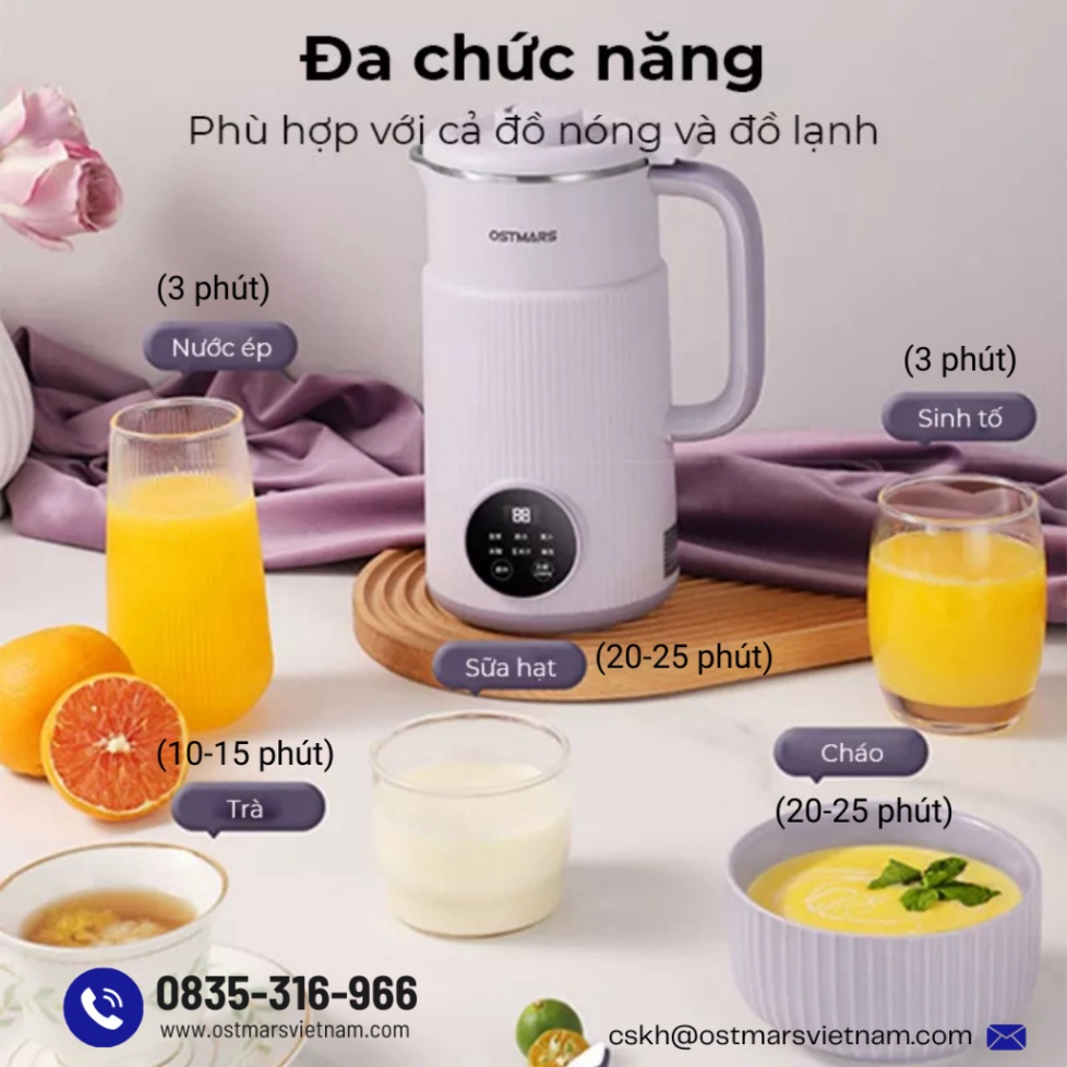Máy Làm Sữa Hạt OSTMARS 800ml Chính Hãng Đức , Máy Nấu Sữa Hạt, Máy làm Sữa Hạt Mini Ostmars Đa Năng, Làm Sữa