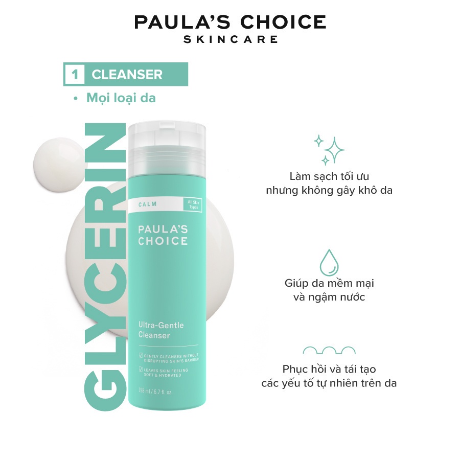 Sữa rửa mặt dịu nhẹ cho da nhạy cảm Paula's Choice Calm Ultra-Gentle Cleanser 198ml 9190
