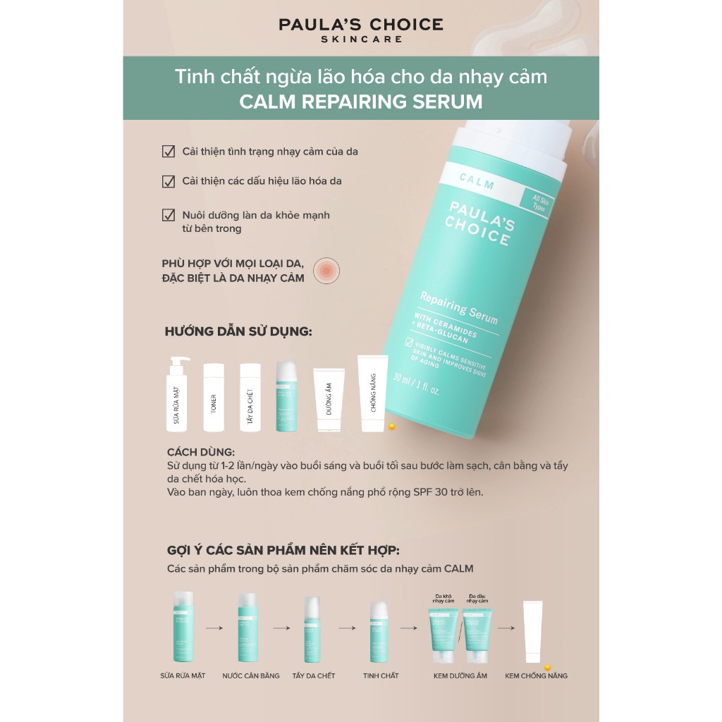 Tinh chất chống lão hóa & làm dịu da nhạy cảm Paula's Choice Calm Repairing Serum 30ml 3720