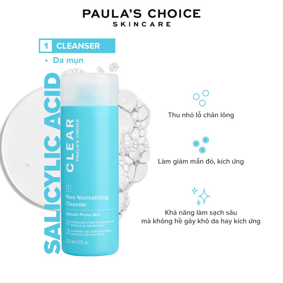 Sữa rửa mặt ngăn ngừa mụn Paula’s Choice Clear Pore Normalizing Cleanser 177 ml 6002