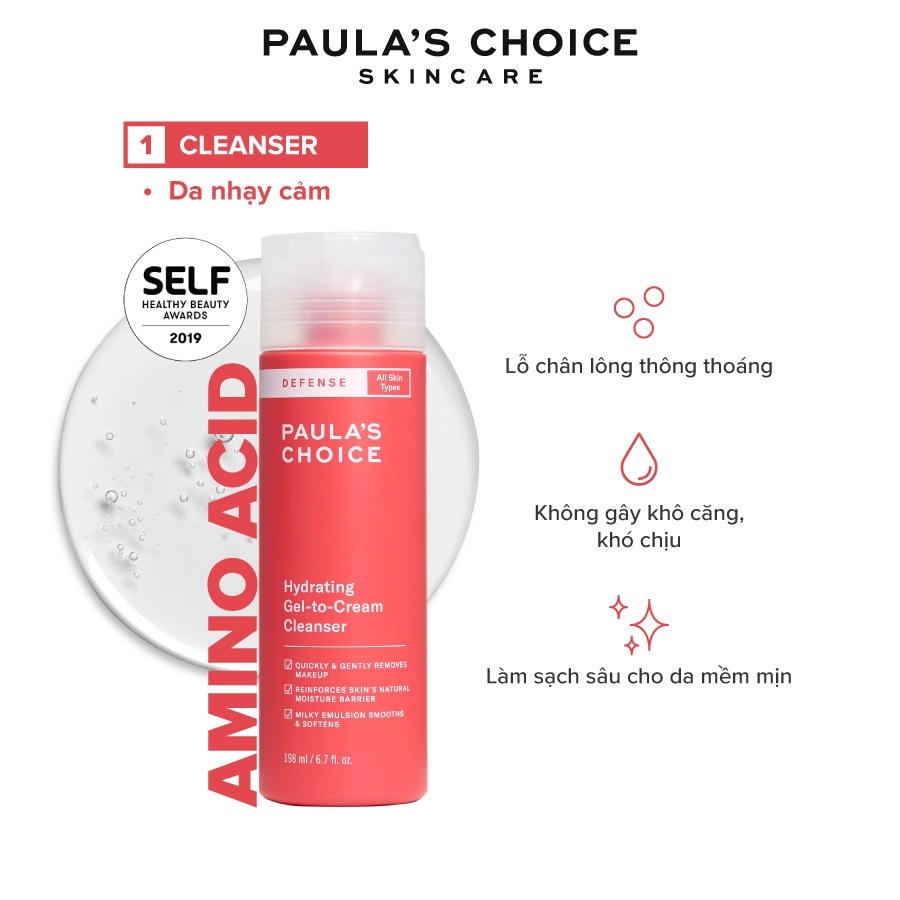 Sữa rửa mặt ngăn ngừa tác hại từ môi trường Paula’s Choice Defense Hydrating Gel to Cream Cleanser 198ml 2210