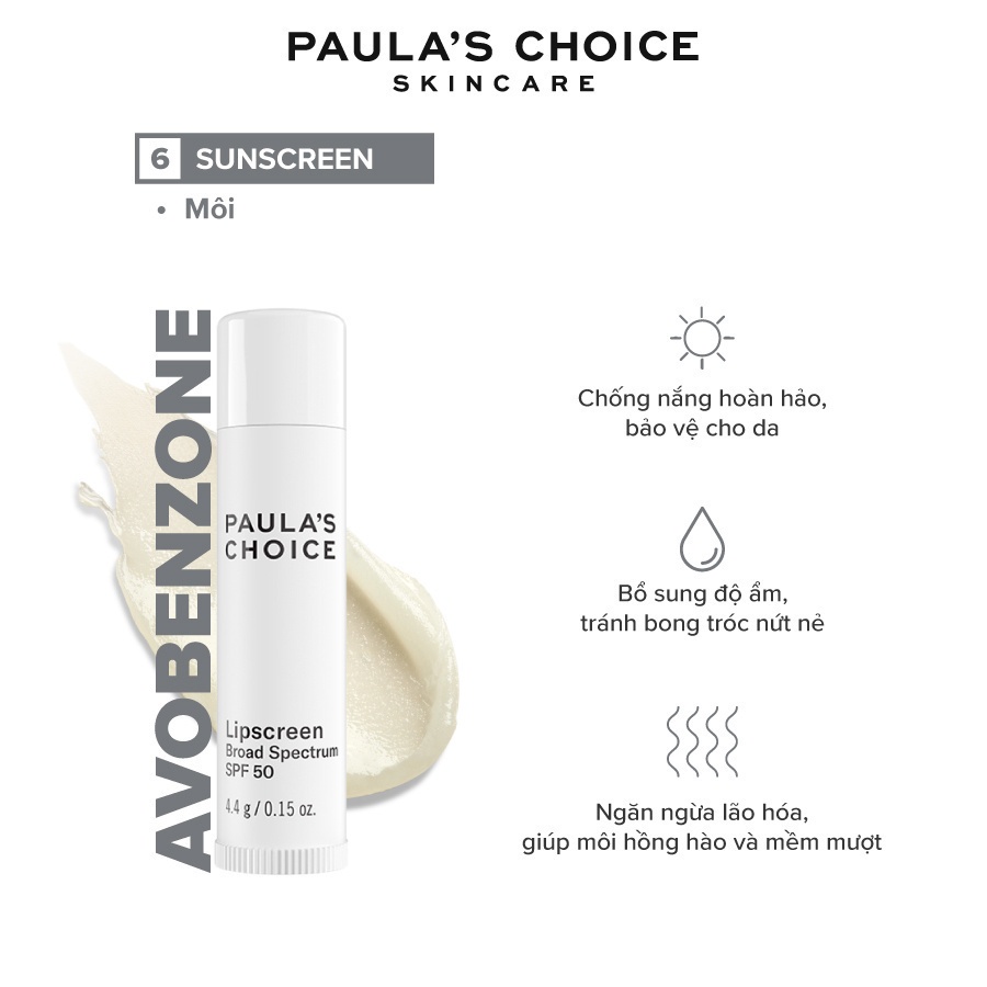 [Mã COSPAU1A giảm 8% đơn 400K] Dưỡng môi mềm mịn chống nắng Paula's Choice LipScreen Broad Spectrum SPF 50 4.4g 2560