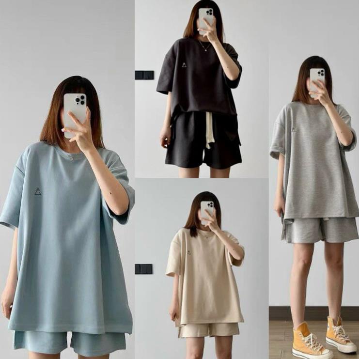 Set bộ đồ nữ dây rút bản to chất bo cotton dầy AO22