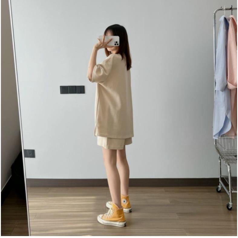 Set bộ đồ nữ dây rút bản to chất bo cotton dầy AO22