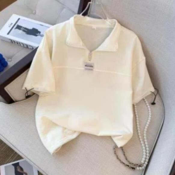 Bộ thun polo logo ngực form rộng tay lỡ phong cách trẻ trung năng động AO8