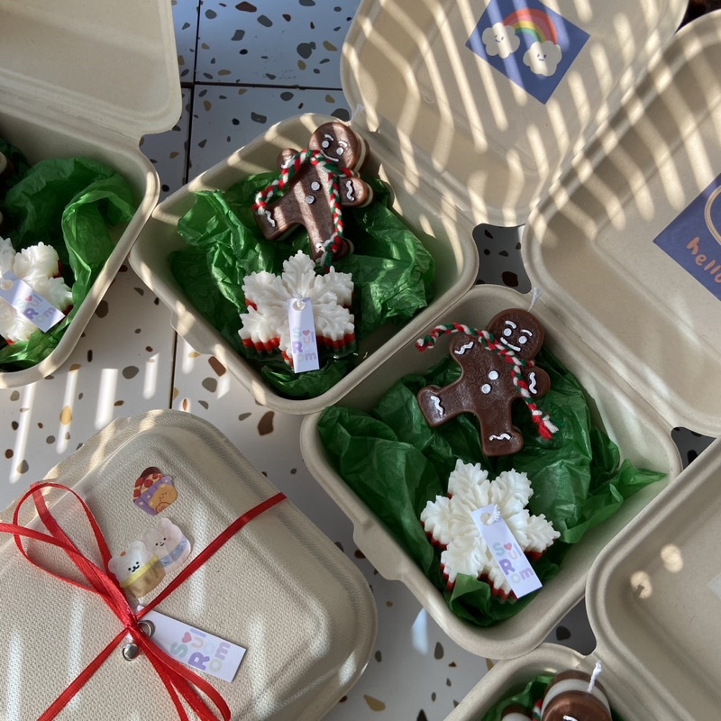 Nến thơm handmade hình bánh gừng và bông tuyết giáng sinh