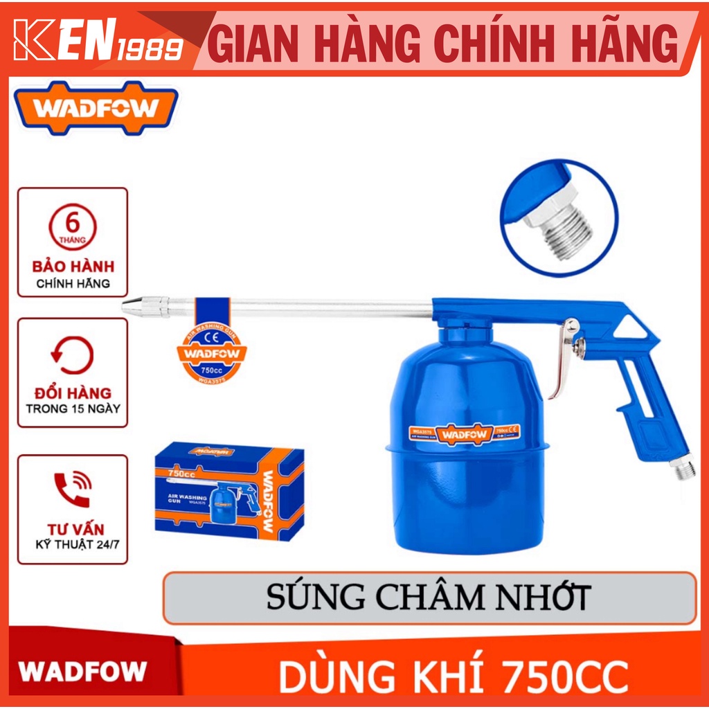 Súng châm nhớt dùng khí 750cc WADFOW WGA3575, Vòi phun 185mm, áp suất hoạt động 4bar - chính hãng @