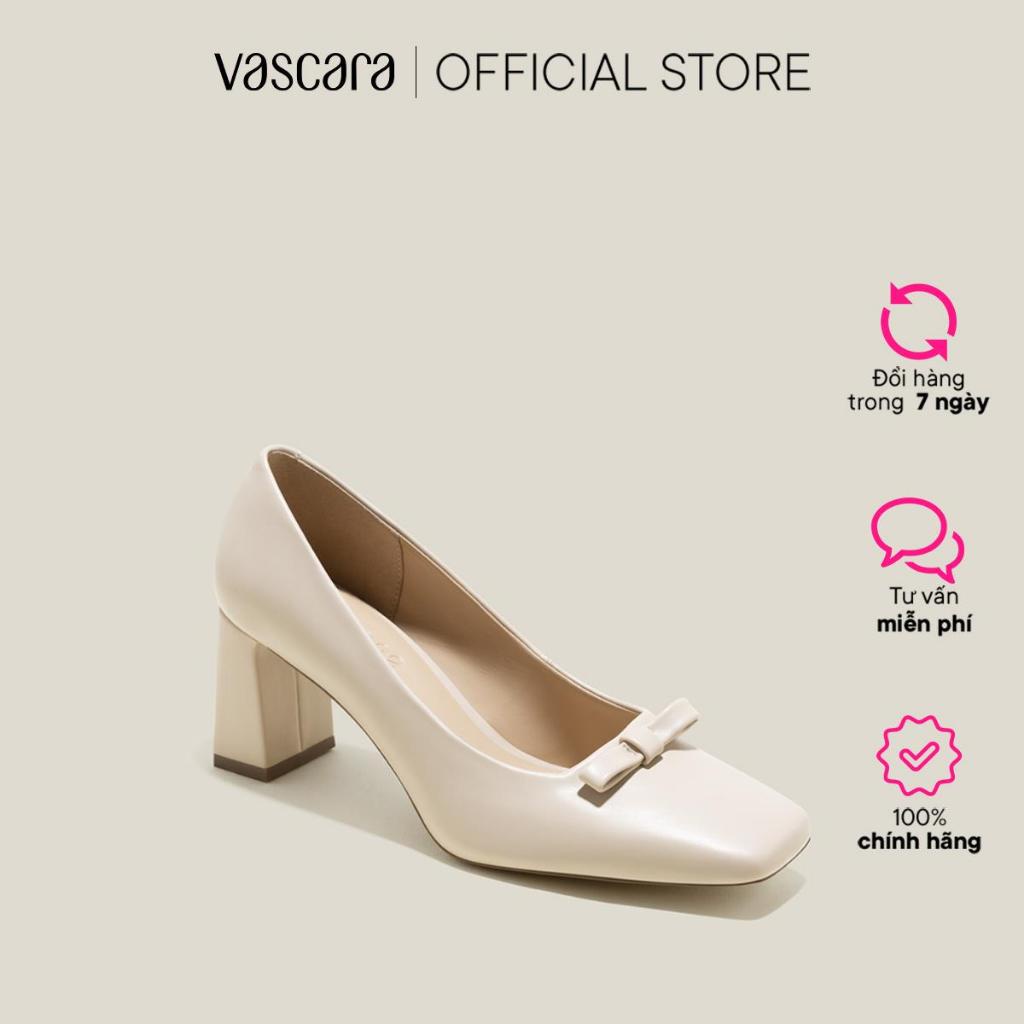 Vascara Giày Bít Mũi Vuông Gót Trụ Đính Nơ Trang Trí - BMN 0613