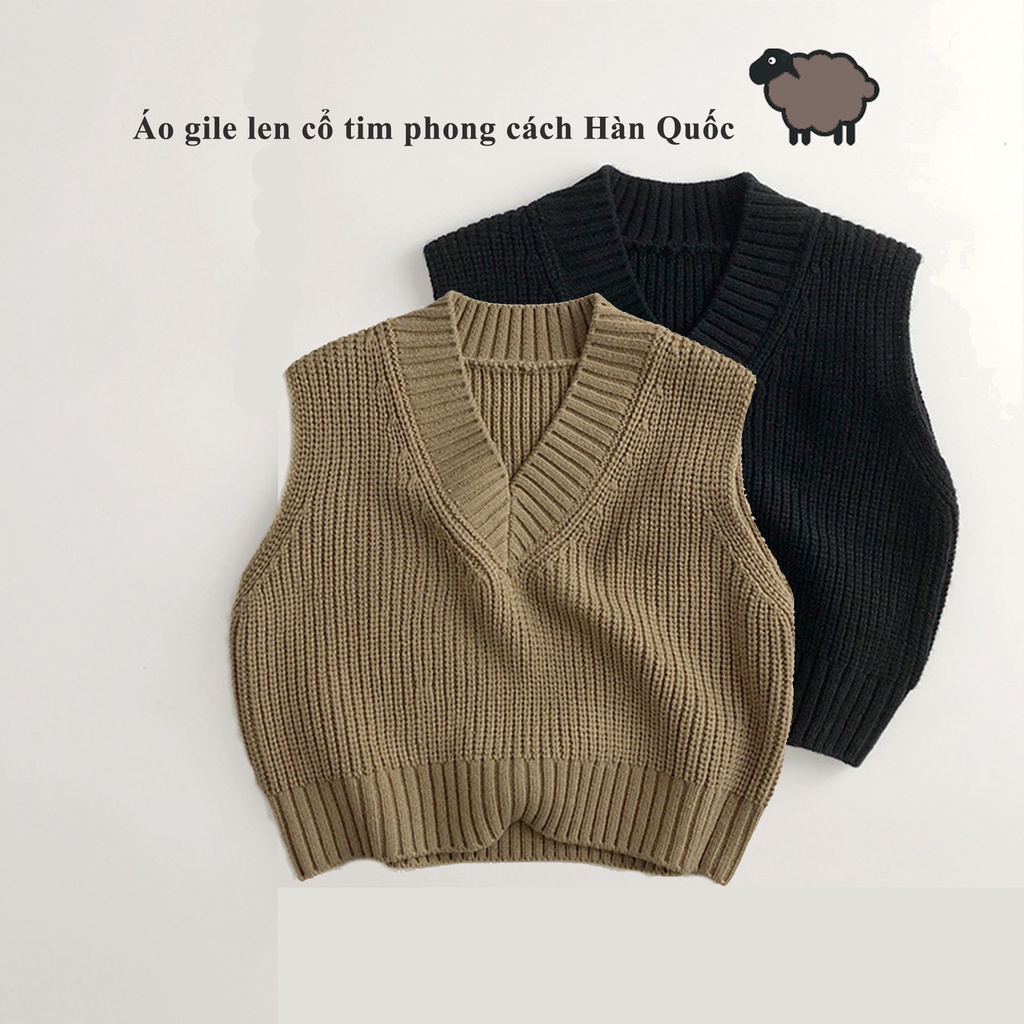 Áo gile len cổ trái tim cho bé phong cách Hàn Quốc Mtiny Qeen ( À ơi baby )