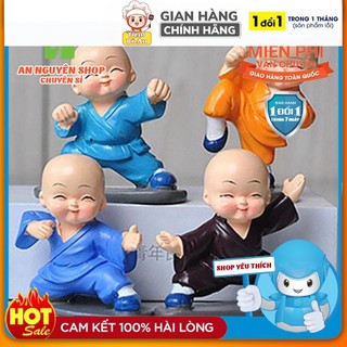 Bộ 4 chú tiểu đội nón rơm rất dễ thương - bộ 4 tượng chú tiểu tứ không đội nón lá việt nam hình thật video thật