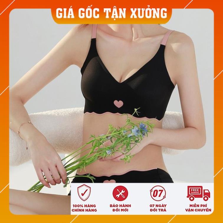 Bộ Đồ Lót Nữ Cotton Không Gọng Tàng Hình Cao Cấp, Set Đồ Lót Trái Tym Cute Mềm Mại Thoải Mái Kháng Khuẩn zy minocute