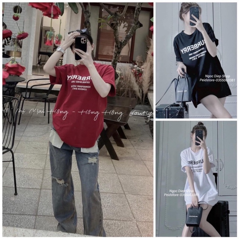 Hàng hot trend  Áo phông cotton tay lỡ BUBERRYY form rộng hot hit chất đẹp