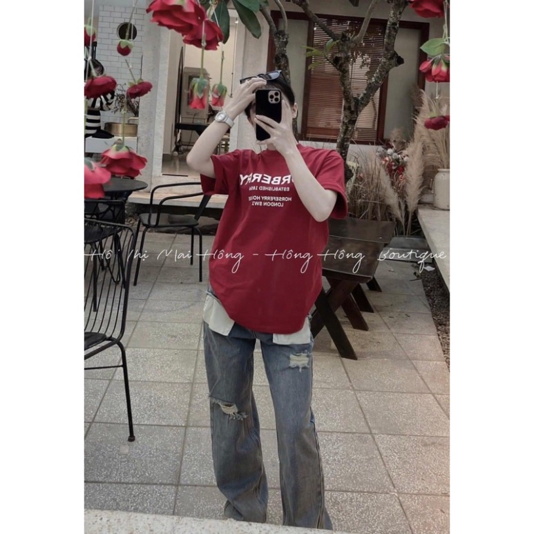 Hàng hot trend  Áo phông cotton tay lỡ BUBERRYY form rộng hot hit chất đẹp
