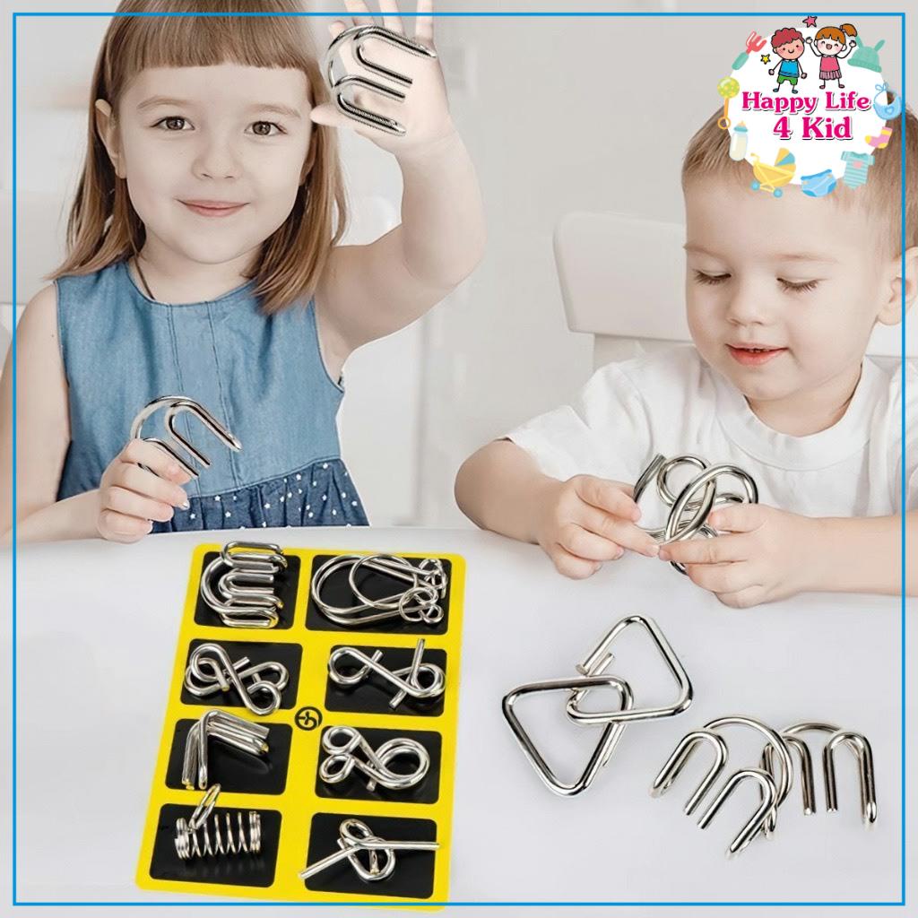 Bộ 8 Móc Khóa Giải Đố Kim Loại Thông Minh Cho Bé – Đồ Chơi Rèn Tư Duy Logic IQ Puzzle Trí Tuệ 8 Món