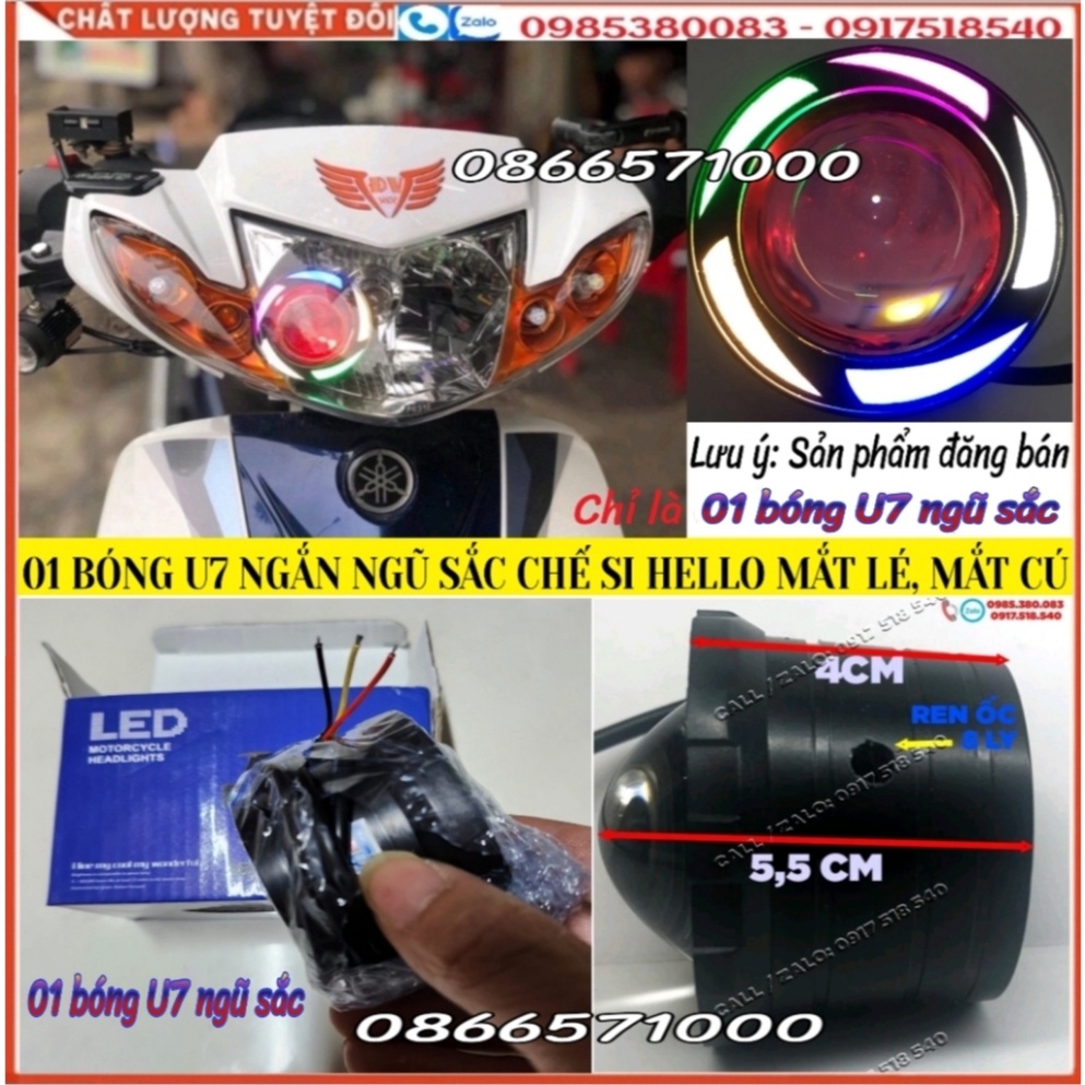 Đèn U7 Ngắn Chế Si Hello Mắt Lé - Đèn Led U7 Mắt Cú Lắp Nhiều Dòng Xe Máy, Xe Điện
