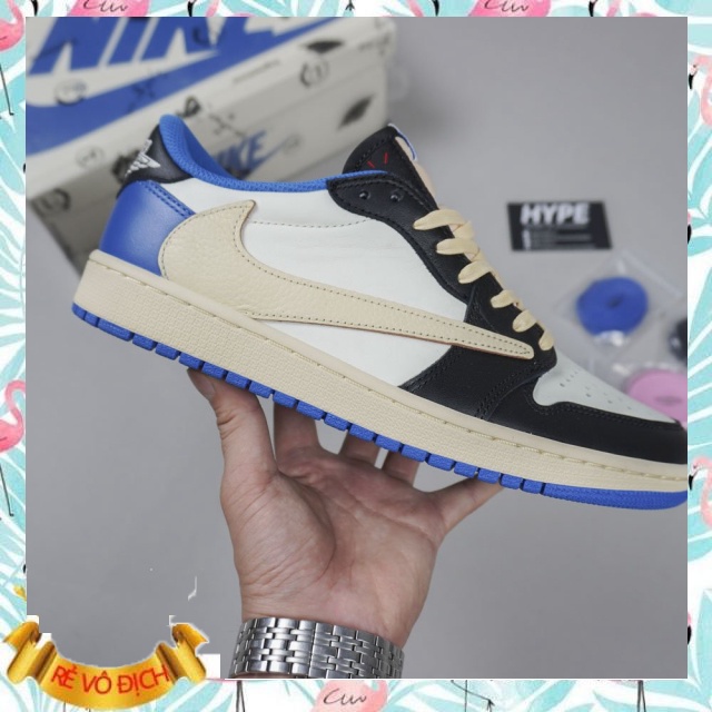 Giày Sneakers Nam Nữ Cổ Thấp Travis_Scott x Air_JD 1 Low  Mocha Full size 36-43